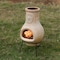 Vintiquewise Beige Outdoor Clay Chiminea Fireplace Sun Design Charcoal Burning Fire Pit with Metal Stand Fire Pit QI004601 - alternate 10